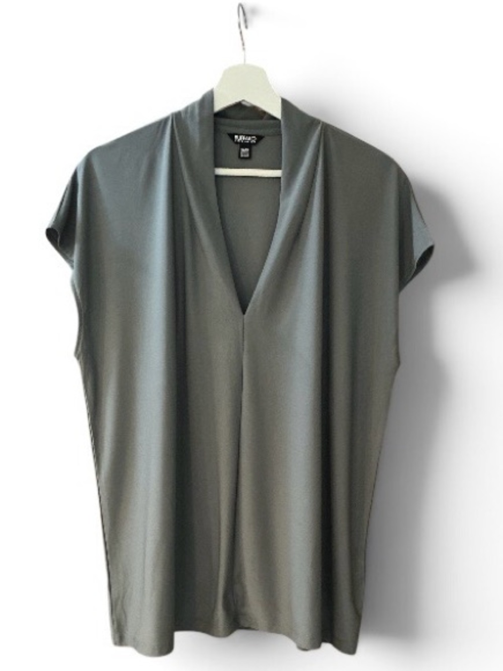 Buffalo David Bitton Gray Crewneck Cap Sleeve Blouse - Picture 1 of 10